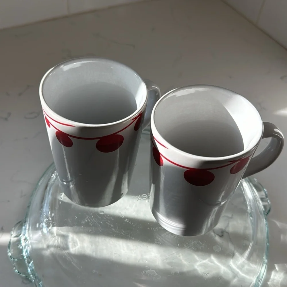 Starbucks Christmas Mug Coffee Cup Red Dot Holiday Ornament 10oz 2012 (2) mugs